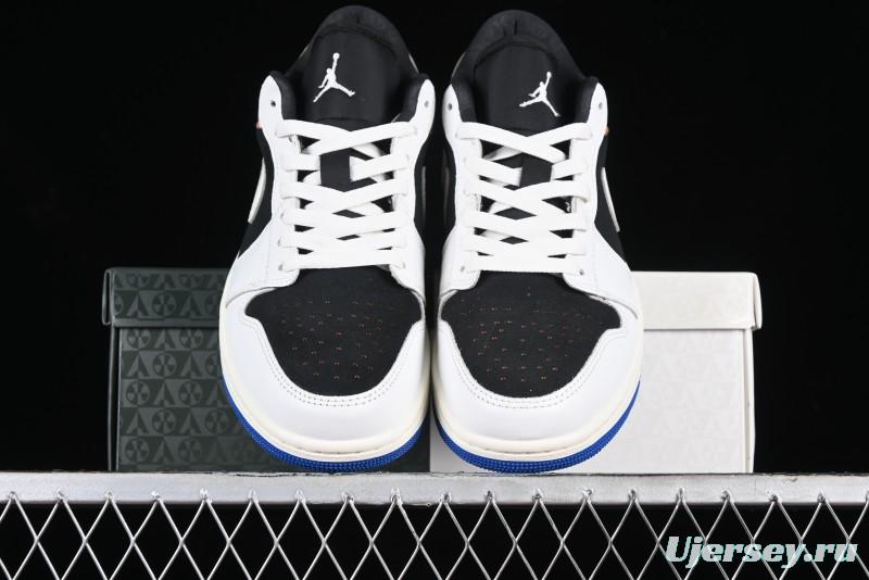 Nike Air Jordan 1 Low "Quai 54" Casual Sneakers in White Black Blue - HQ0764-001