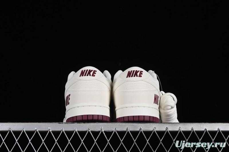 Nike SB Dunk Low Collaboration Three Swooshes Rice Wine Red Color Low-Top Casual Skateboarding Shoes - NK5639-322