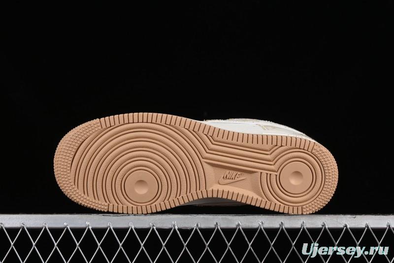 Nike Air Force 1 '07 Low V Collaboration - Khaki Mini Swoosh Low-Top Casual Sneakers - SJ2088-001