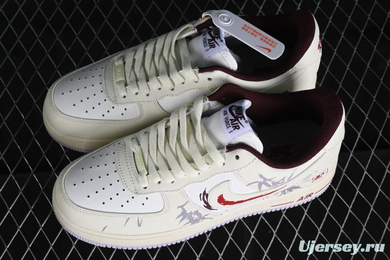 Nike Air Force 1'07 Low "MUD" Casual Sneakers with Bamboo Forest and Wandering Swordsman Print - XC2351-110