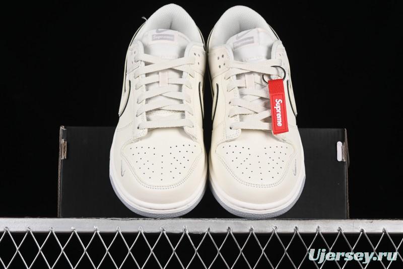 Nike SB Dunk Low Supreme Collaboration - Light Grey Anniversary Customized Low-Top Casual Skate Shoes - DJ2024-005