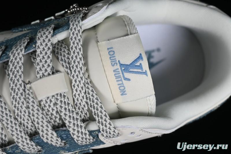 Nike SB Dunk Low LV Collaboration - Light Blue Denim Anniversary High-End Custom Low-Top Casual Skate Shoes - XP3802-336