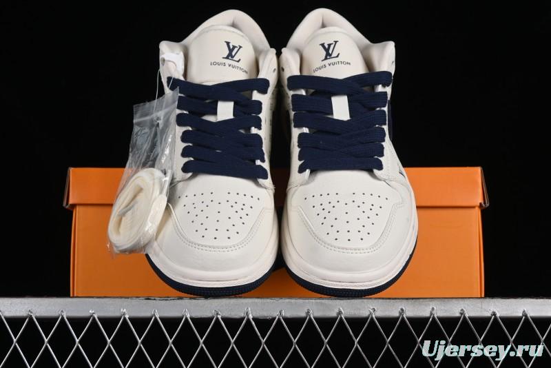 Nike Air Jordan 1 Low LV Collaboration Retro Casual Sneakers in Beige Orange - WG8850-001