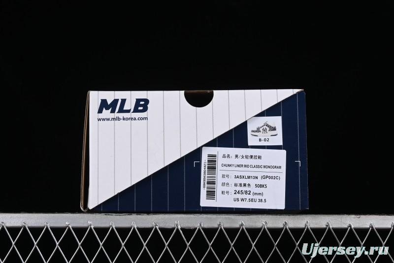 MLB Chunky Liner New York Yankees Hook & Loop Lightweight Platform Sneakers with 6cm Height Increase - 3ASXLM13N50BKS