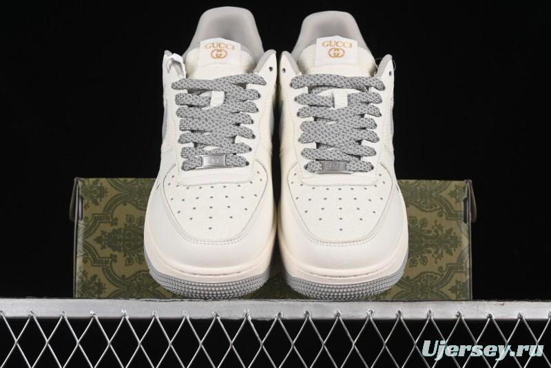 Nike Air Force 1 '07 Low Gucci Collaboration - Beige Grey Linen Casual Sneakers - XZ3398-688