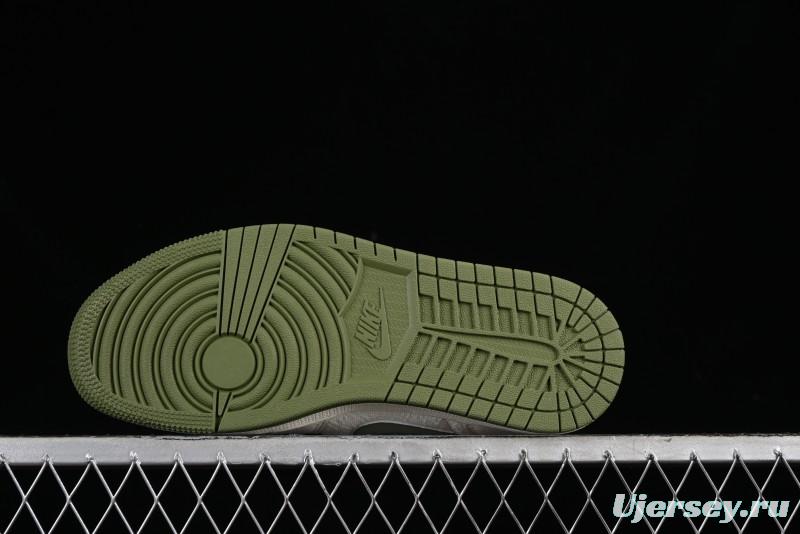 Nike Air Jordan 1 Low AJ1 Gucci Collaboration - Beige Green Knit High-End Custom Retro Basketball Shoes - DM5688-103