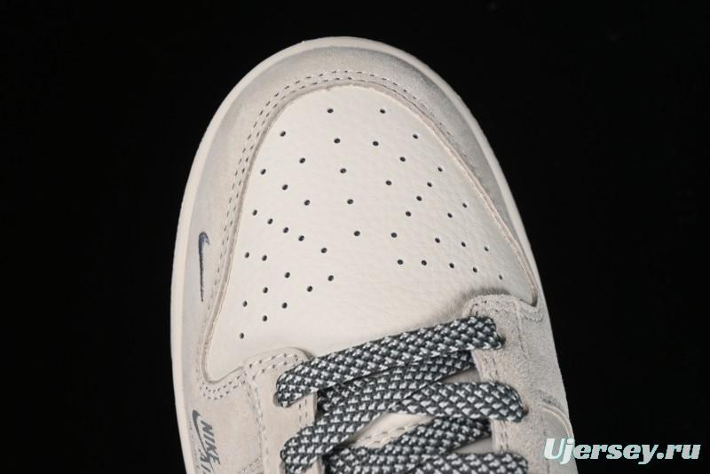 Nike SB Dunk Low x Supreme x Stussy Anniversary Customized Sneakers in Off-White Grey Check - SJ2068-272