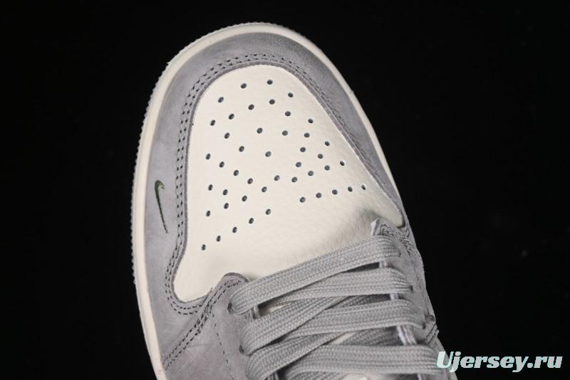 Nike Air Jordan 1 Low Stussy Collaboration - Light Green Elegant Grey Retro Basketball Shoes - WG8850-016