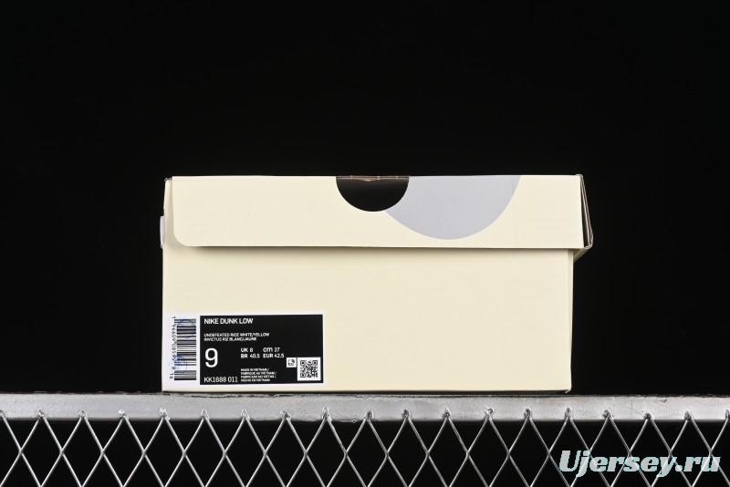 Nike SB Dunk Low UN Collaboration - Off White & Yellow Swoosh Anniversary Customized Low-Top Casual Skate Shoes - KK1688-011