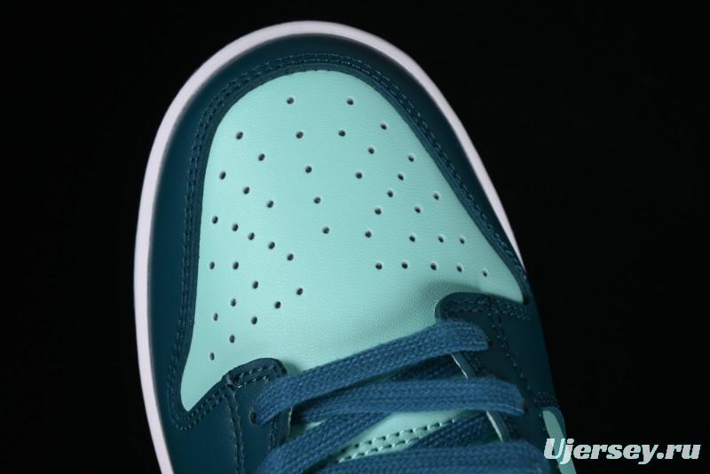 Nike Dunk Low SB Skateboarding Shoes in White and Geode Teal - DD1503-301