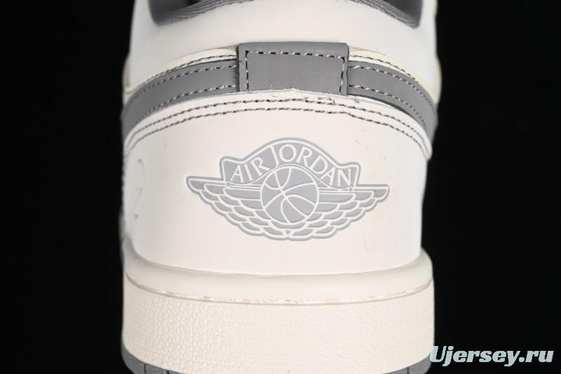 Nike Air Jordan 1 Low AJ1 Lightning Collaboration - Off White Grey Anniversary Custom Edition Low-Top Casual Sneakers - CF3688-020