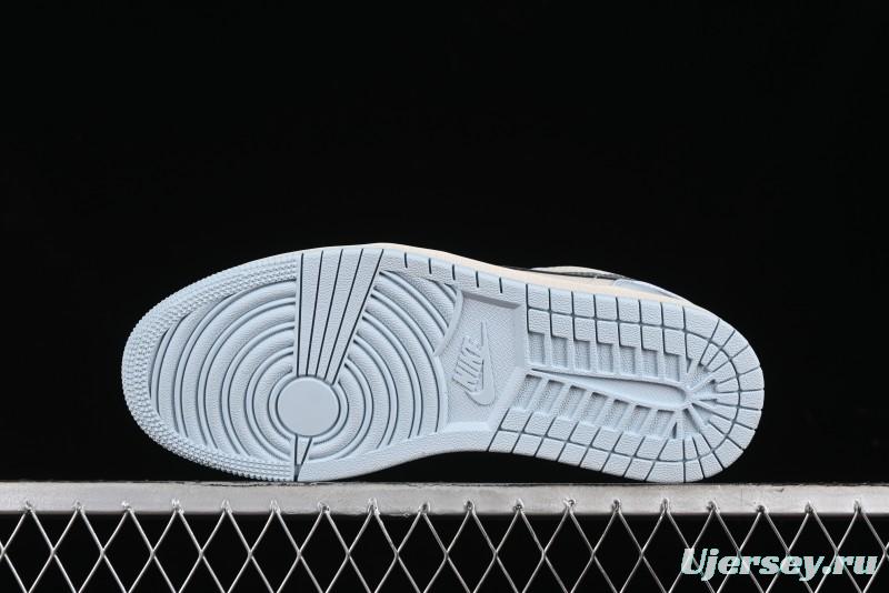 Nike Air Jordan 1 Low Retro Basketball Shoes - Giorgio Armani Collaboration Ice Blue - WG8850-012