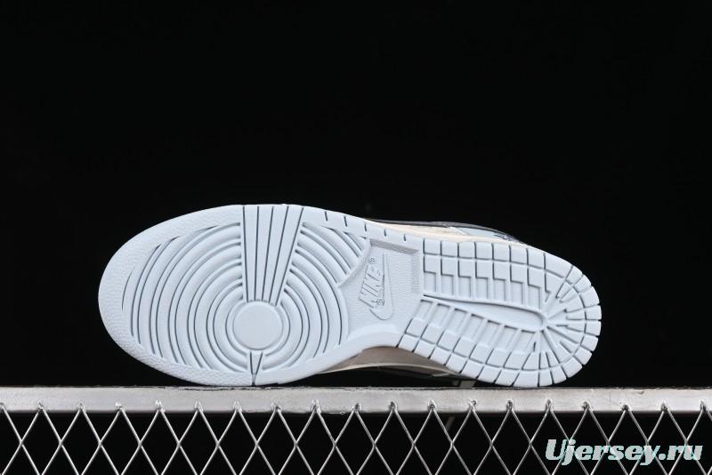 Nike SB Dunk Low Stussy Collaboration Anniversary Edition Light Blue Custom Low-Top Casual Skate Shoes - CF3688-012