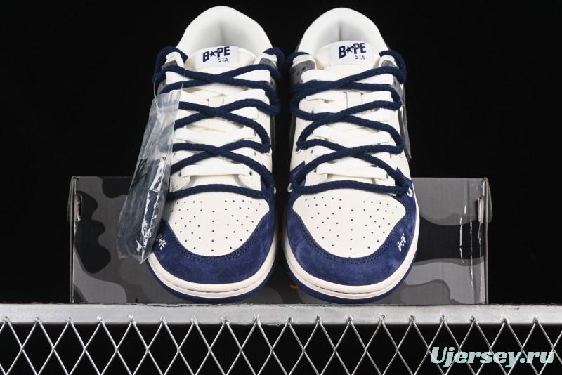 Nike SB Dunk Low BAPE Collaboration - Strap Multi-Color Grey Swoosh Anniversary Custom Low-Top Casual Sneakers - SJ2068-278