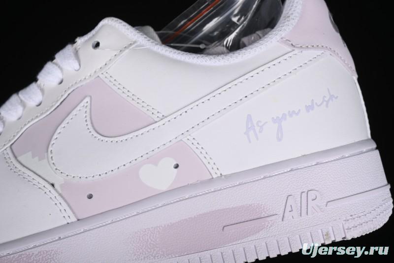 Nike Air Force 1 '07 Low Casual Sneakers with Anime-inspired White Pink Purple Spray Paint Design - CW2288-111