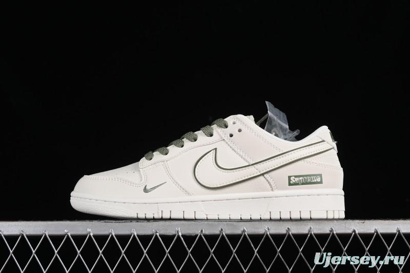 Nike SB Dunk Low Supreme Collaboration - Off-White Green Check Anniversary Customized Low-Top Casual Skate Shoes - DQ1098-391