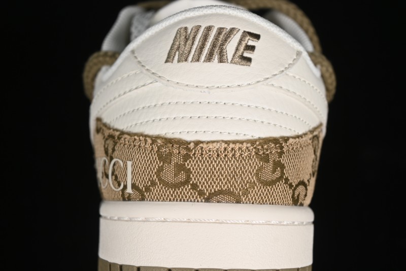 Nike SB Dunk Low Gucci Collaboration - Yellow Denim with Subtle Pattern and White Swoosh Anniversary High-End Custom Low-Top Casual Sneakers - SJ2068-273
