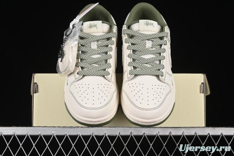 Nike SB Dunk Low Stussy Collaboration - Beige Green Anniversary High-End Custom Low-Top Casual Skate Shoes - BB1818-102