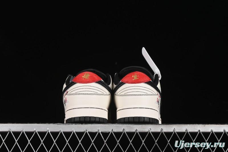 Nike SB Dunk Low Black Wukong Series - Beige Grey Black Swoosh Anniversary Custom Low-Top Casual Skate Shoes - SJ1089-014