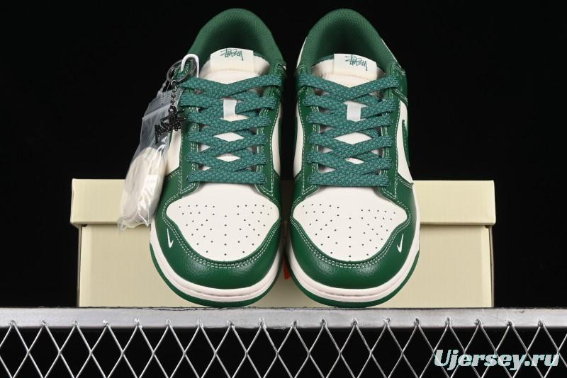Nike SB Dunk Low Stussy Collaboration - Dark Green Anniversary Custom Low-Top Casual Skate Shoes - BB9898-005