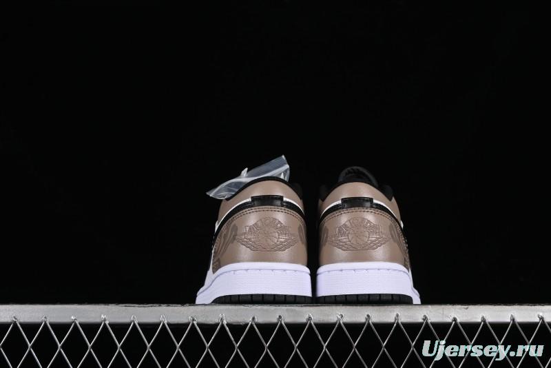 Nike Air Jordan 1 Low Retro Basketball Shoes in Mocha Colorway - 553558-132