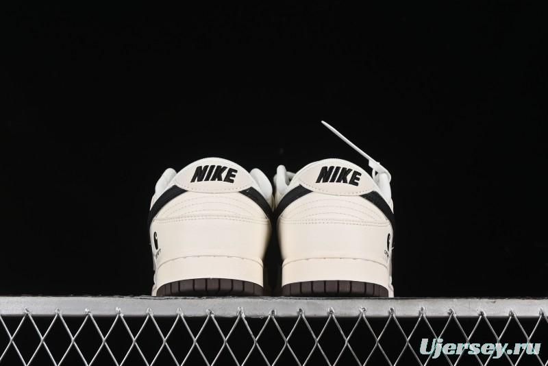 Nike SB Dunk Low Carhartt Collaboration - Off White Black Swoosh Anniversary Customized Low-Top Casual Skate Shoes - SJ1089-007