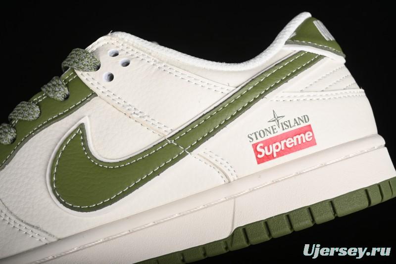 Nike SB Dunk Low x Supreme Stone Island Collaboration Beige Green Starry Sky Anniversary High-End Custom Low-Top Casual Skate Shoes - BB9866-004