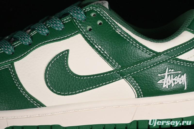 Nike SB Dunk Low Stussy Collaboration - Dark Green Anniversary Custom Low-Top Casual Skate Shoes - BB9898-005