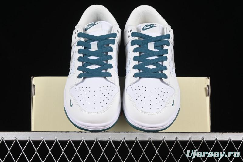 Nike SB Dunk Low Stussy Collaboration - White Grey Green Print Anniversary High-End Custom Low-Top Casual Skate Shoes - XX2025-808