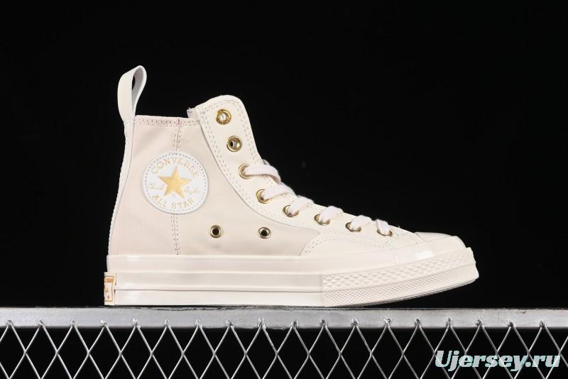 Converse Chuck 70s High Top Casual Sneakers with Cream Cloud and Gold Accents - A08232C