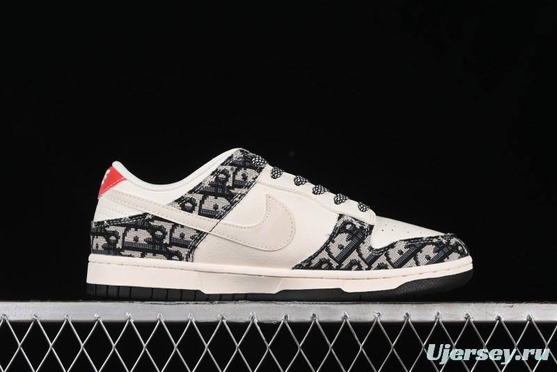 Nike SB Dunk Low Dior Collaboration - Black Grey Pattern Anniversary High-End Custom Low-Top Casual Sneakers - XY1688-010