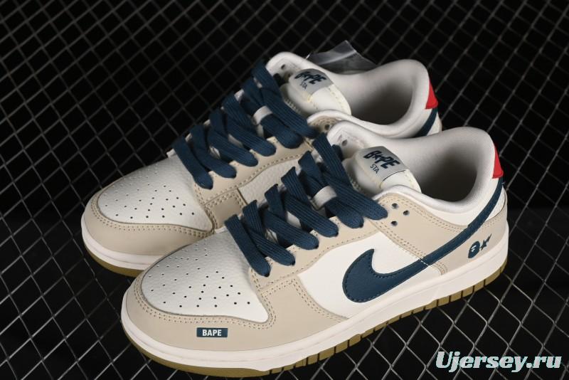 Nike SB Dunk Low Bape Collaboration - Beige Blue Anniversary Custom Low-Top Casual Sneakers CF3688-011