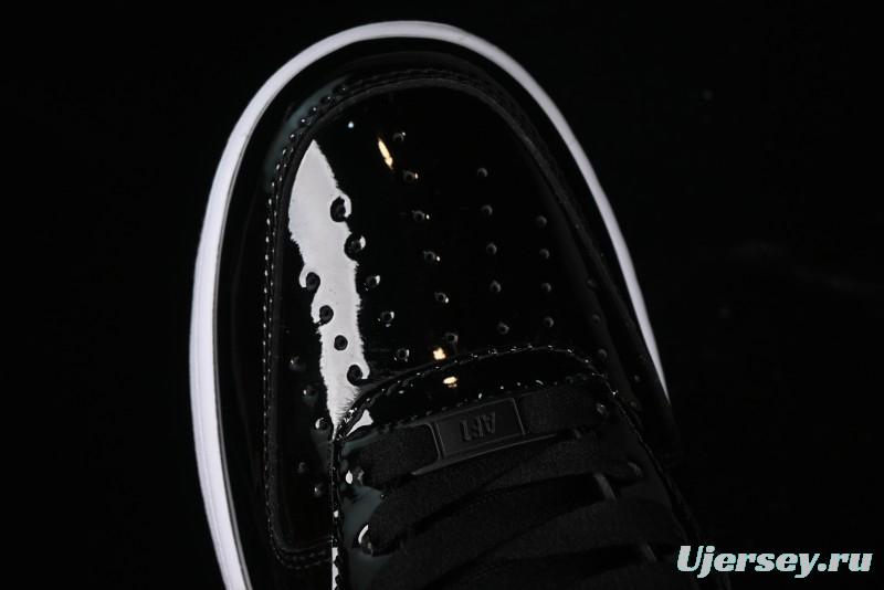 Nike Air Force 1 '07 Low Patent Leather All Black Casual Sneakers - AH6827-001