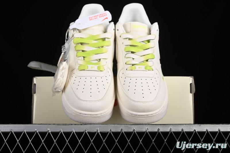 Nike Air Force 1 '07 Low Supreme Casual Sneakers in White-Fluorescent Green - BB7577-219