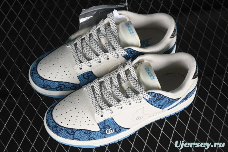 Nike SB Dunk Low Gucci Collaboration - Royal Blue Anniversary High-End Custom Low-Top Casual Sneakers CF3688-002