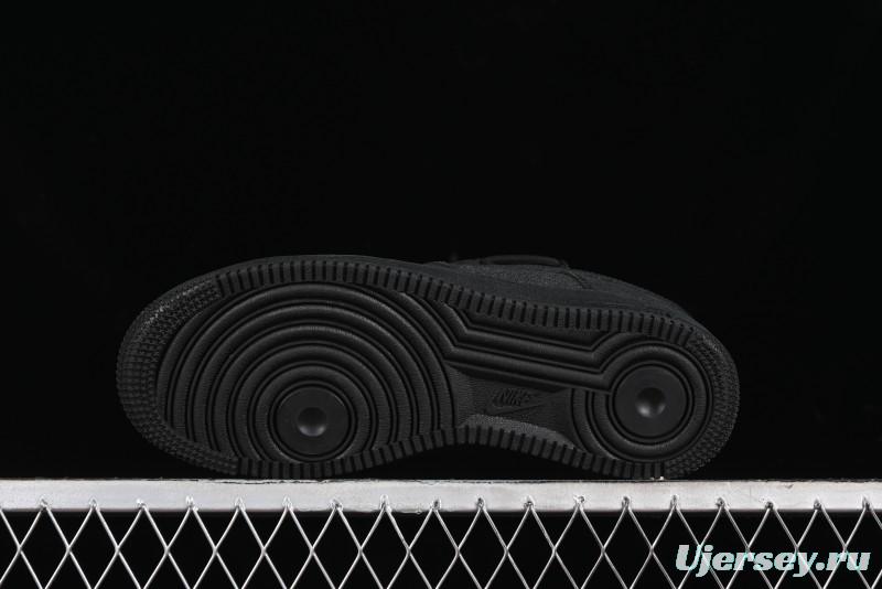 Nike Air Force 1 '07 Low Cleanfit High Street Retro Style All Black Star-Studded Diamond Accents Lace-Up Low-Top Casual Sneakers - ZH0316-030