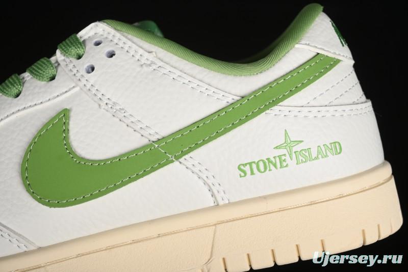 Nike SB Dunk Low Stone Island Collaboration - Spring Green Anniversary High-End Custom Low-Top Casual Sneakers - XB3802-348