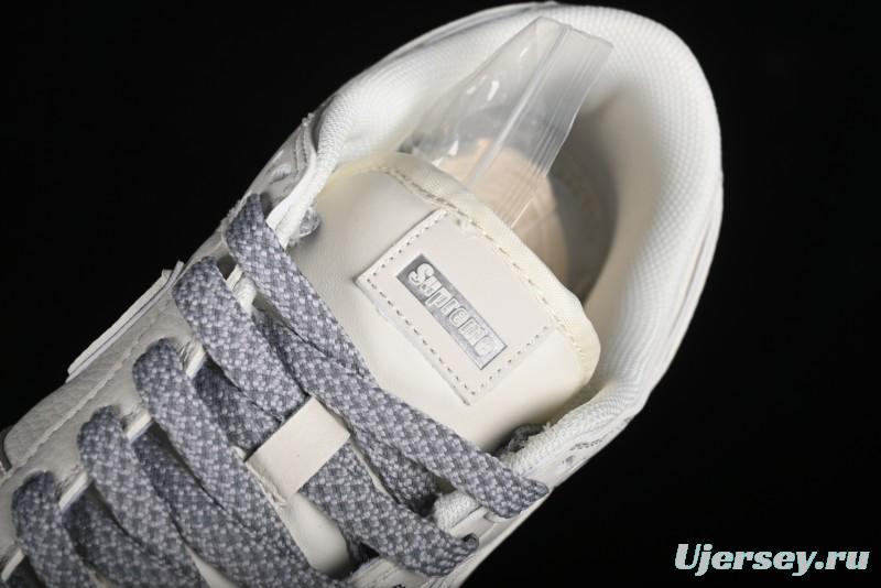 Nike SB Dunk Low Supreme Collaboration - Off White Gray Swoosh Anniversary Custom Low-Top Casual Skate Shoes - DQ1098-392