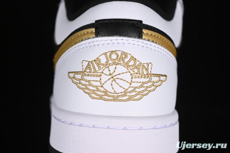 Nike Air Jordan 1 Low AJ1 Black White Gold Hook Basketball Shoes - 553558-172