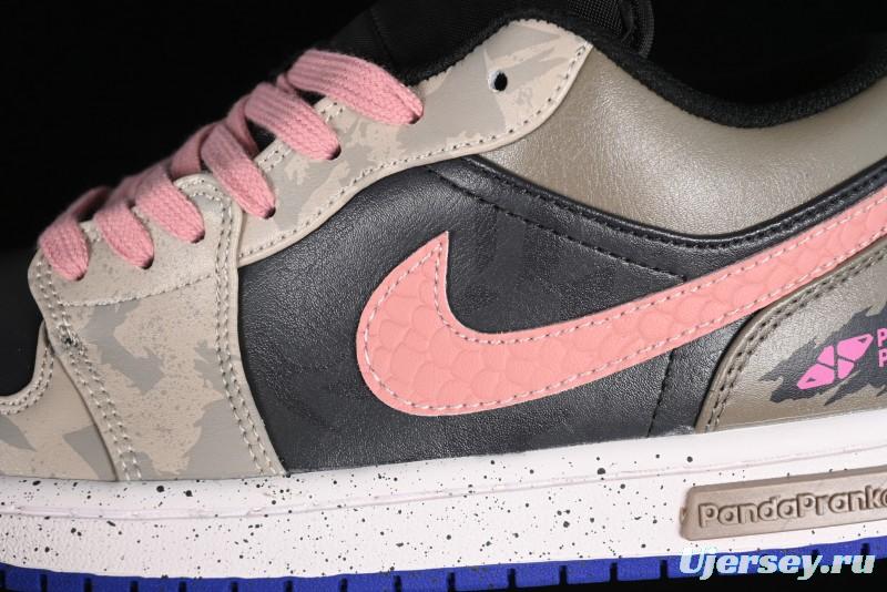 Nike Air Jordan 1 Low Retro Basketball Shoes with Panda Mischief Pioneer Knight Design - 553558-154