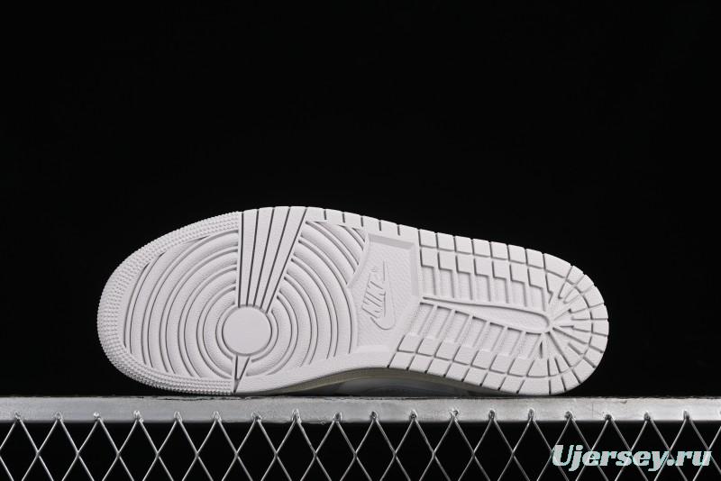 Nike Air Jordan 1 Low Casual Sneakers in White-Grey - FQ7687-300