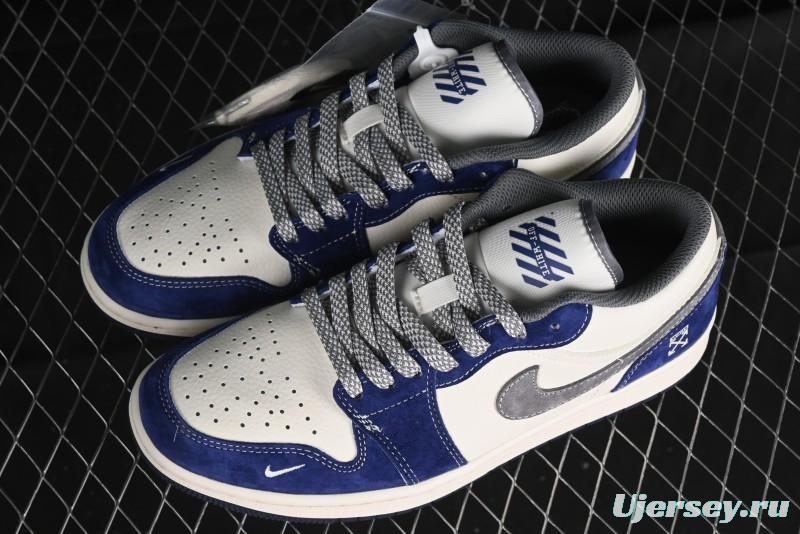 Nike Air Jordan 1 Low OFF-WHITE Collaboration - Qilin Blue Retro Basketball Shoes - WG8850-013