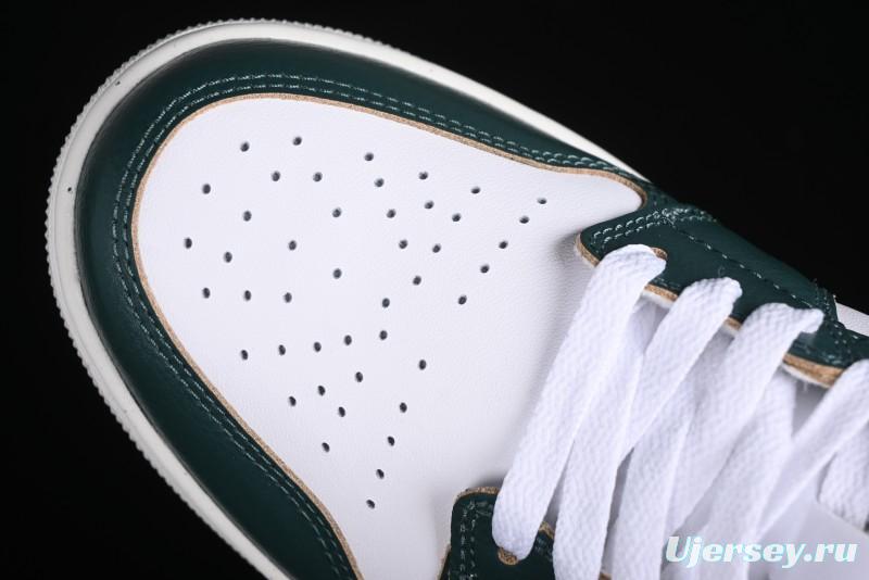 Nike Air Jordan 1 Low Retro Casual Sneakers in White Green - FQ7687-300