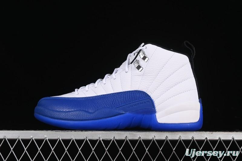 Nike Air Jordan 12 Retro Basketball Shoes in White Blue - CT8013-140
