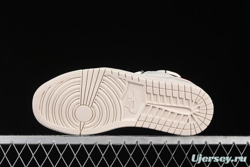 Nike Air Jordan 1 Low Supreme Collaboration - Retro Basketball Shoes in Off-White Red with Small Logo - SJ9950-017