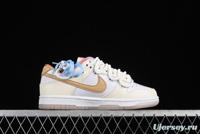 Nike Dunk Low Cake Bear White Yellow Low-Top Casual Sneakers - FN8913-141