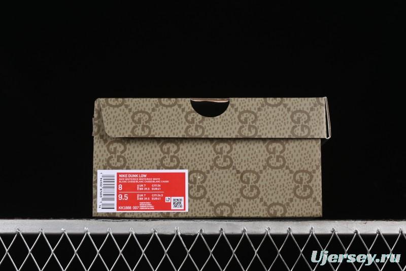 Nike SB Dunk Low Gucci Collaboration - Off White with Green Swoosh Anniversary High-End Custom Low-Top Casual Skate Shoes - KK1888-007