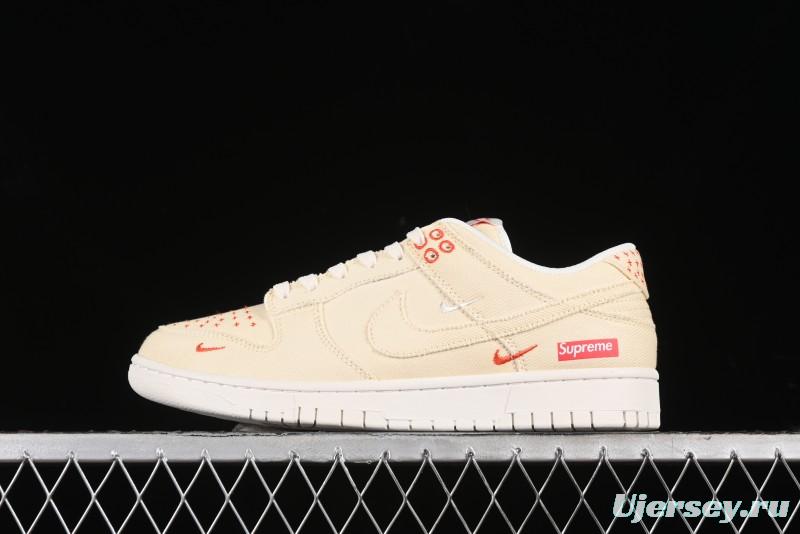 Nike SB Dunk Low SUP Collaboration - Woven Yellow Swoosh Anniversary Custom Low-Top Casual Skate Shoes - KK1888-001