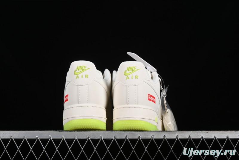 Nike Air Force 1 '07 Low Supreme Casual Sneakers in White-Fluorescent Green - BB7577-219
