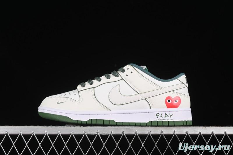 Nike SB Dunk Low Comme des Garçons Collaboration - Woven Beige White Swoosh Anniversary Custom Low-Top Casual Skate Shoes - KK1888-010